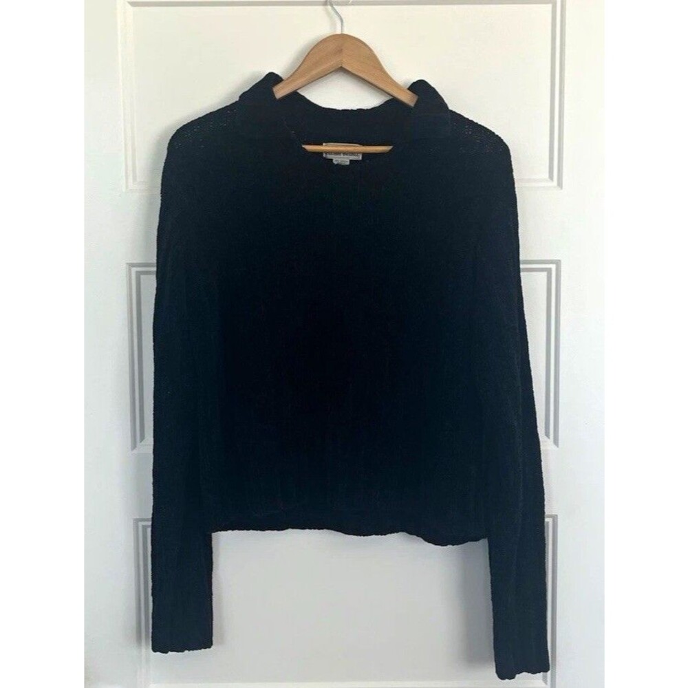 Vintage Compagnie Generale Aéropostale Womens Black Knit 100% Chenille Sweater L